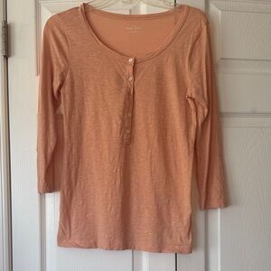 J. Crew Peach Long-Sleeve Henley Top